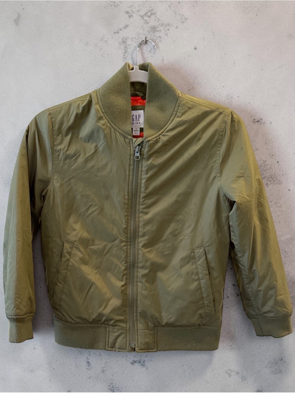 GAP Kids Boys Olive Green Bomber Jacket Size M